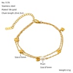 Gold color / 1 Piece Simple Series Classic Heart Stainless Steel  Gold Color Women's Chain Bracelets Picture6